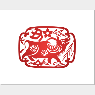 Chinese Zodiac ver.2 Ox in Red Posters and Art